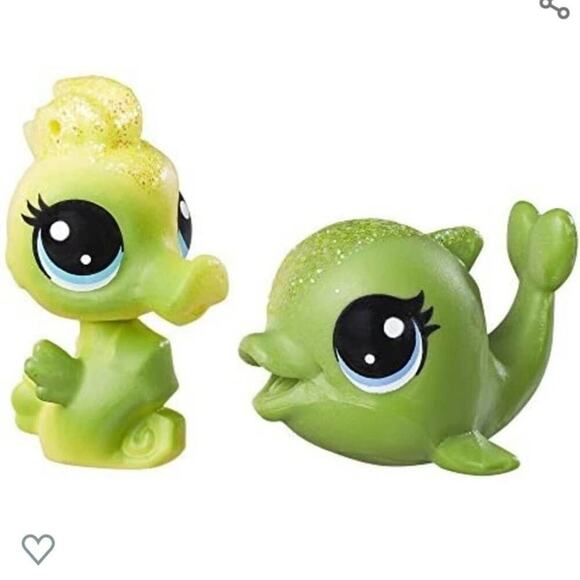 LITTLEST pet shop Salty Shimmerton Splashina Lemon seahorse‎ whale green yellow - Picture 1 of 5